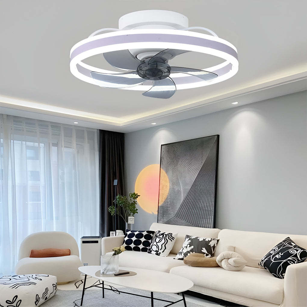 Round Stepless Dimming 360° Modern Ceiling Fan