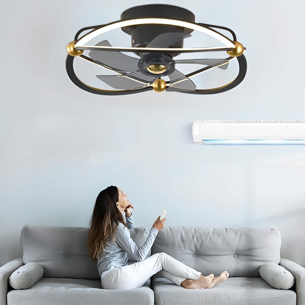 Intelligent Stepless Dimming LED Ceiling Fan with Remote