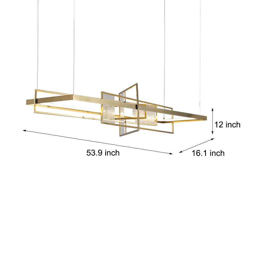 Rectangular Iron Frame Glass LED Chandelier