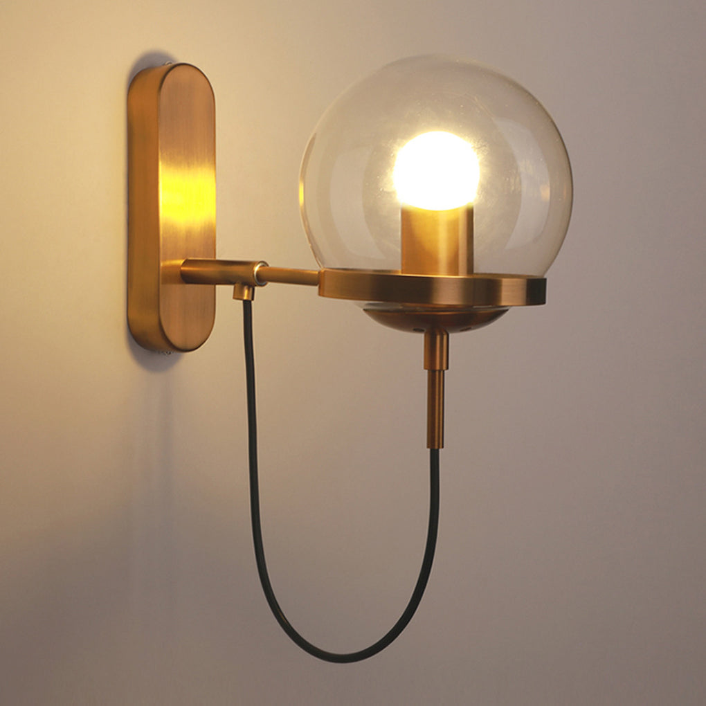 Antique Circular Metal Glass Ball LED Industrial Sconce