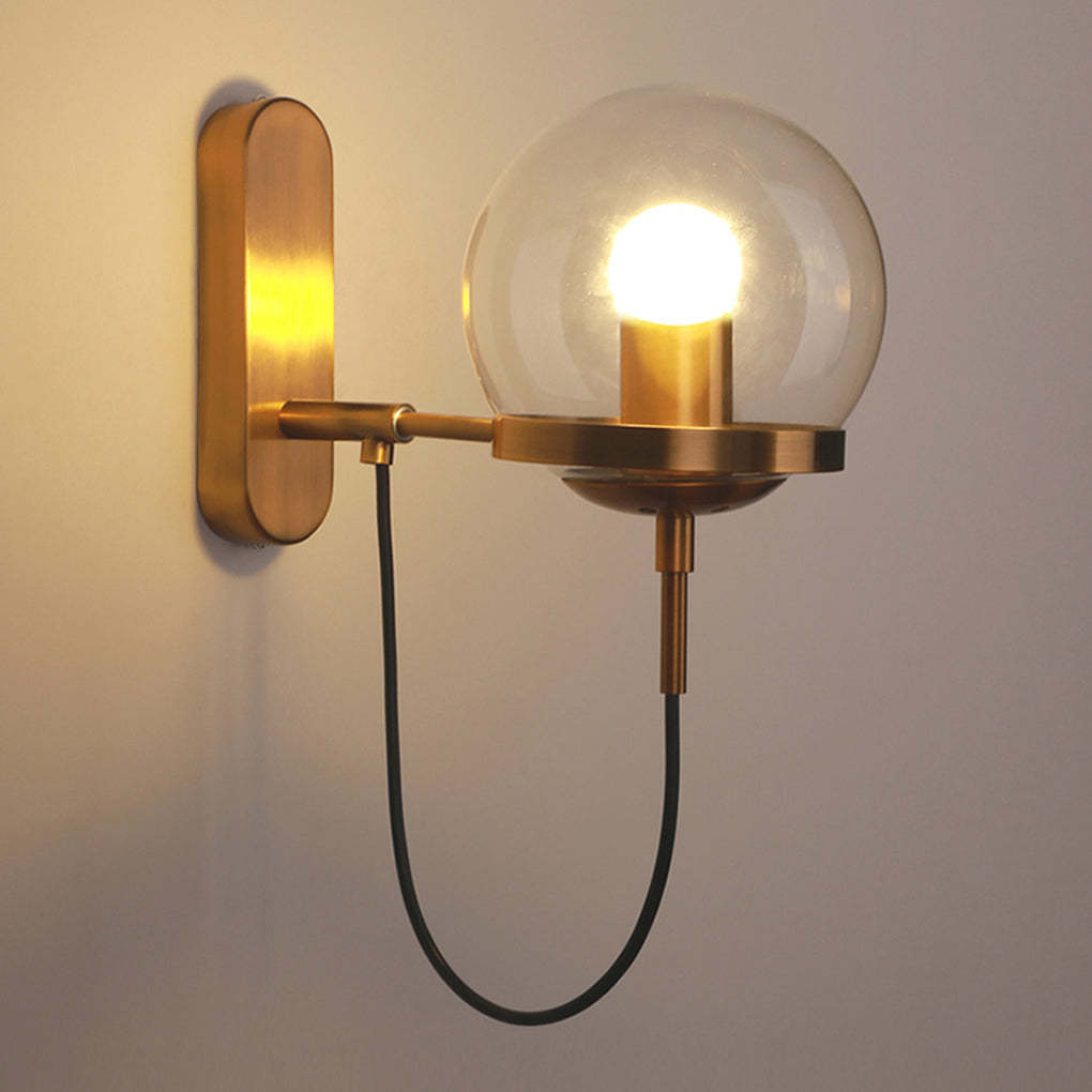 Antique Circular Metal Glass Ball LED Industrial Sconce