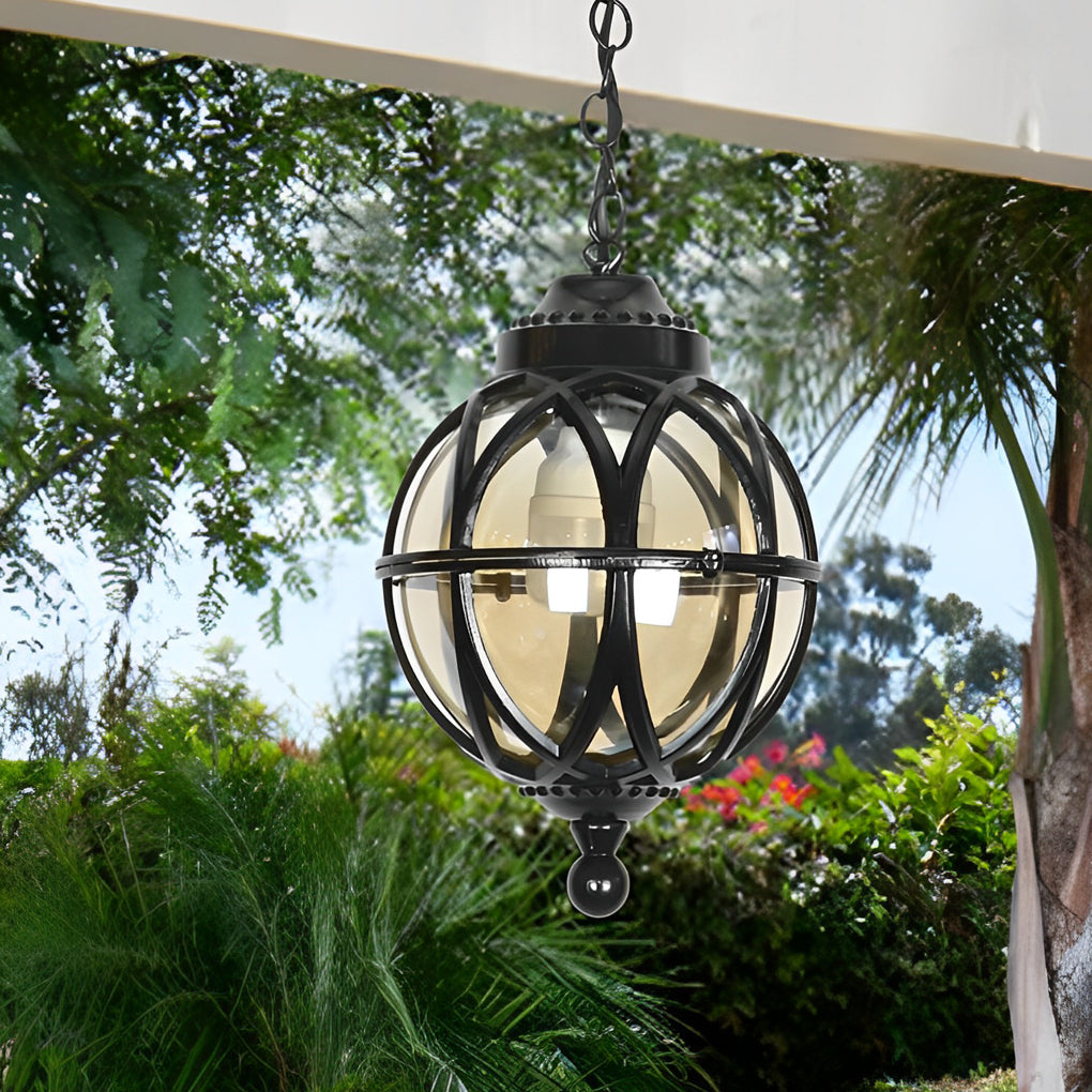 European-style Retro Pendant Aluminum Glass Hanging Ball Outdoor Ceiling Light-Lighom