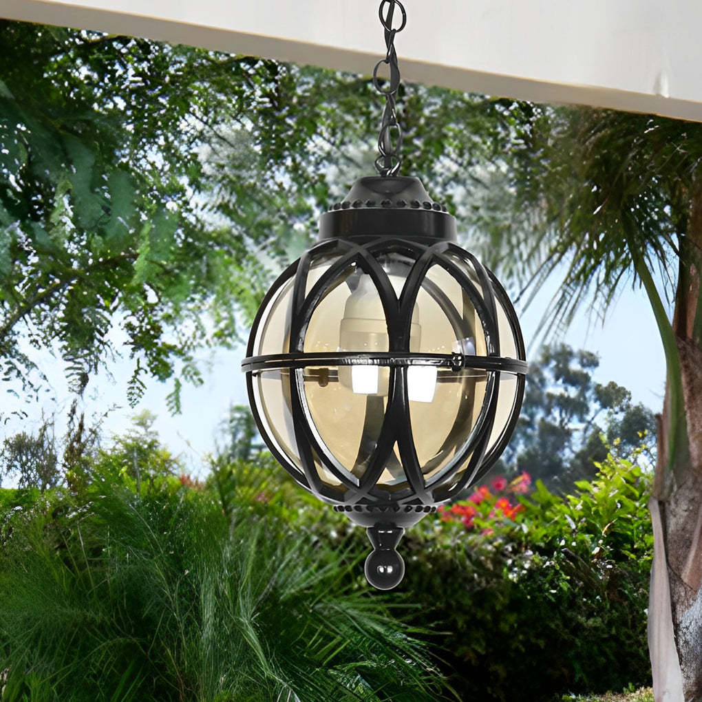 European-style Retro Pendant Aluminum Glass Hanging Ball Outdoor Ceiling Light-Lighom