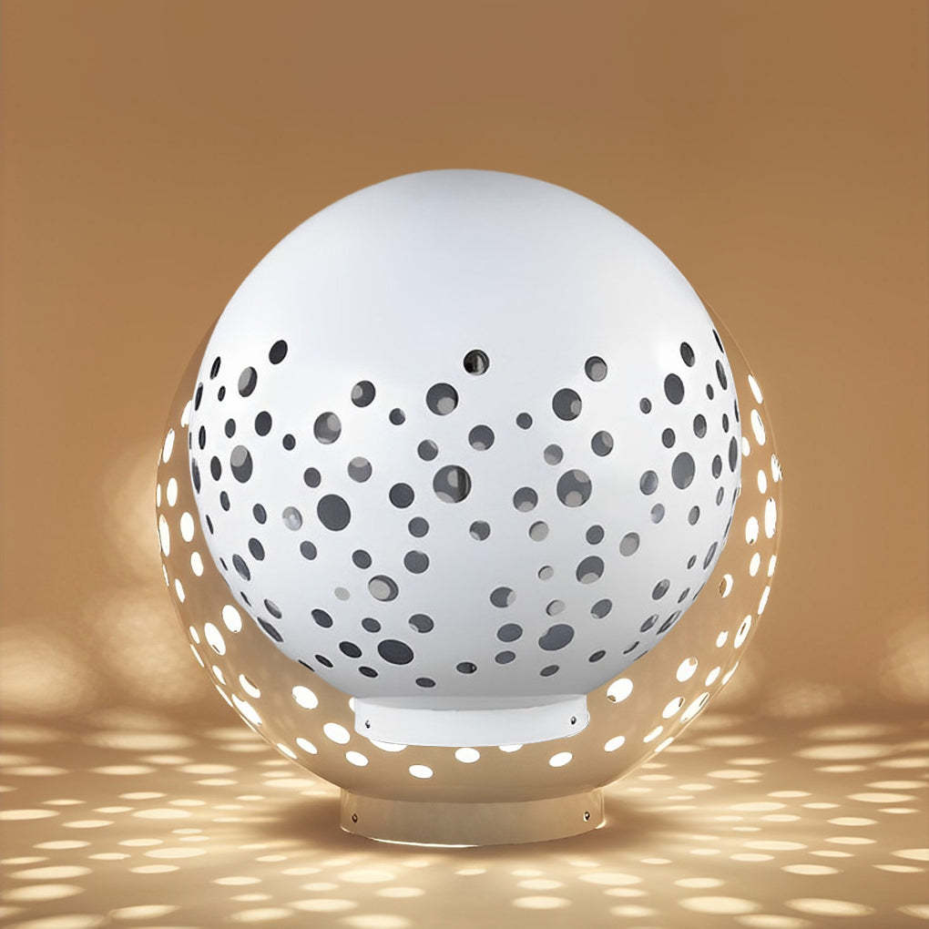 Waterproof Round Metal Hollow White Modern Outdoor Lanterns Lawn Lamp-Lighom