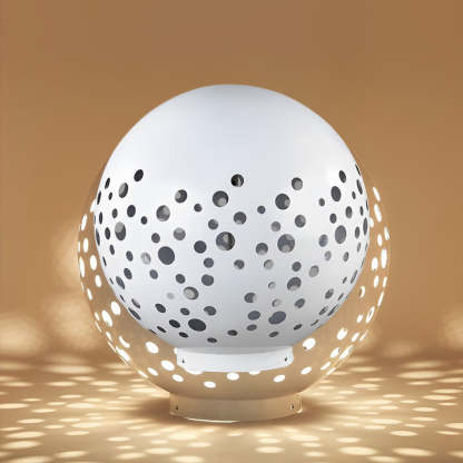 Waterproof Round Metal Hollow White Modern Outdoor Lanterns Lawn Lamp-Lighom