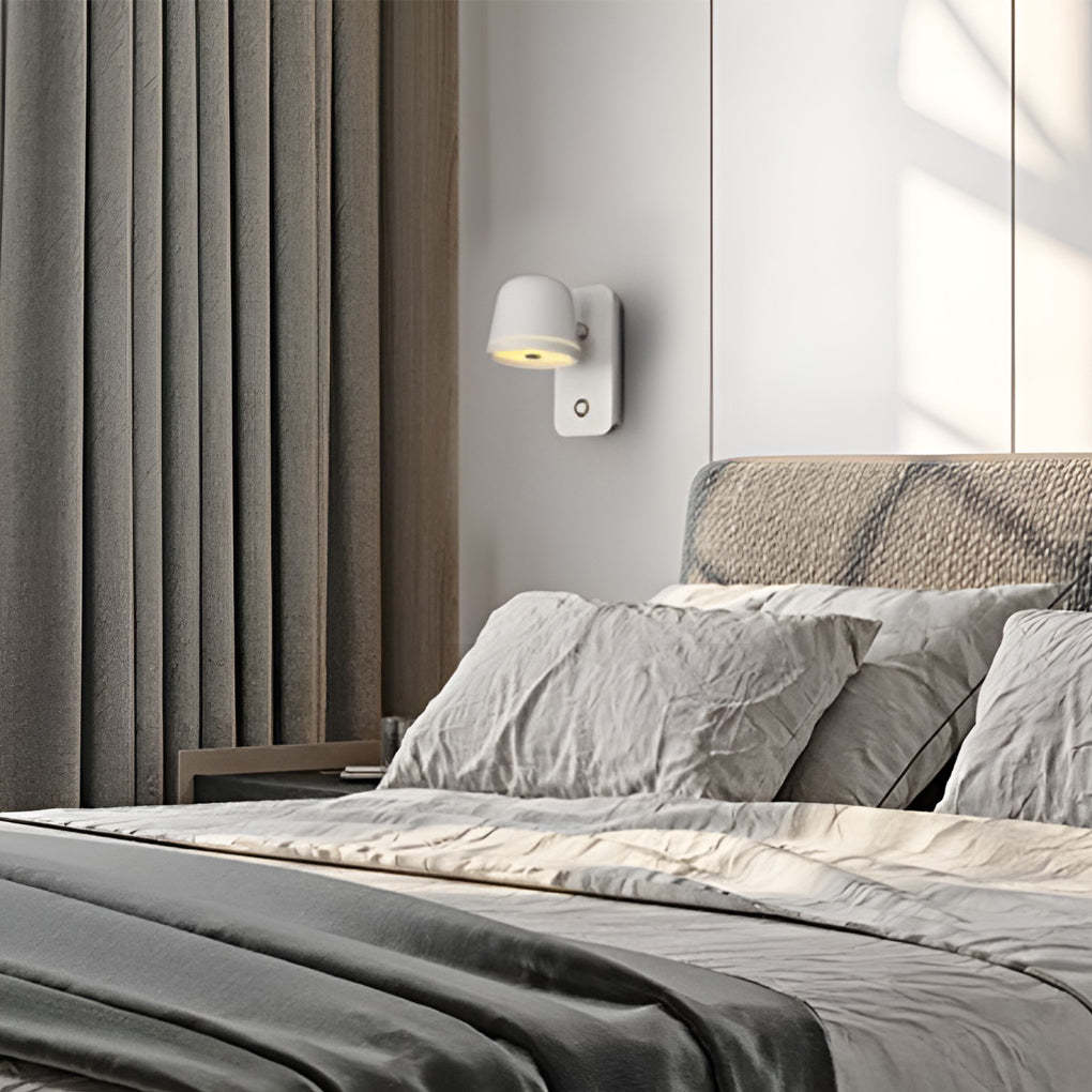 Adjustable Round Stepless Dimming LED Nordic Wall Sconce — Rectangle / White