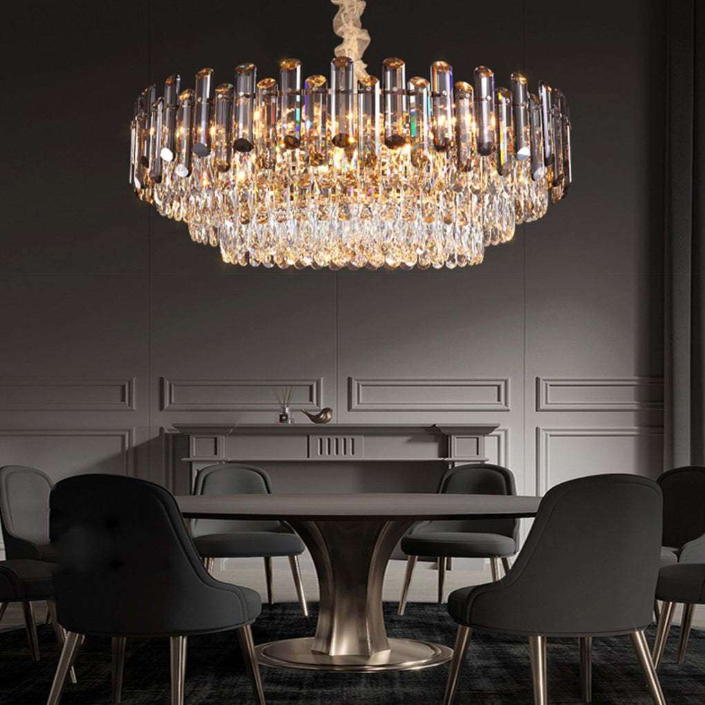 Multilayer Oval Crystal Plated Modern Chandelier — Oval