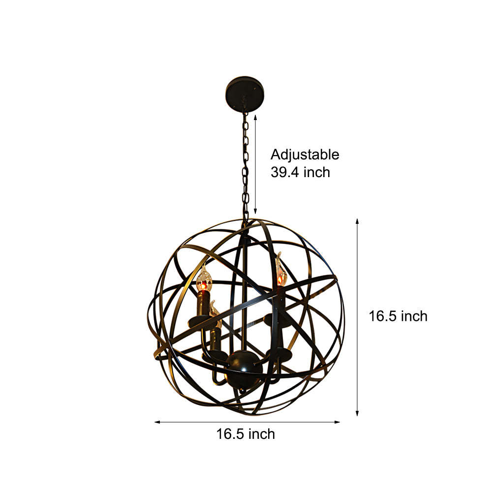 Iron Line Spherical LED Industrial Chandelier