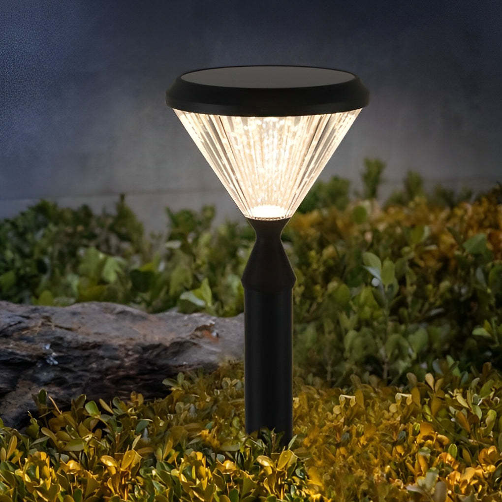 Round Waterproof Light Control LED Black Modern Solar Outdoor Lights-Lighom
