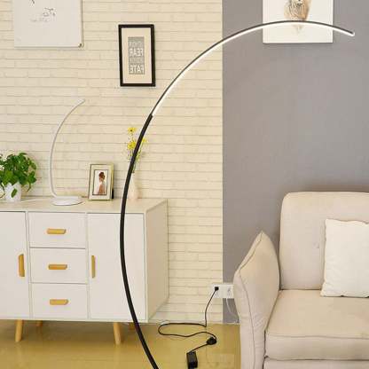 Minimalist Curved Line LED Aluminum Floor Lamp — White / Infinitely Dimmable / 220V-240V For UK/AU