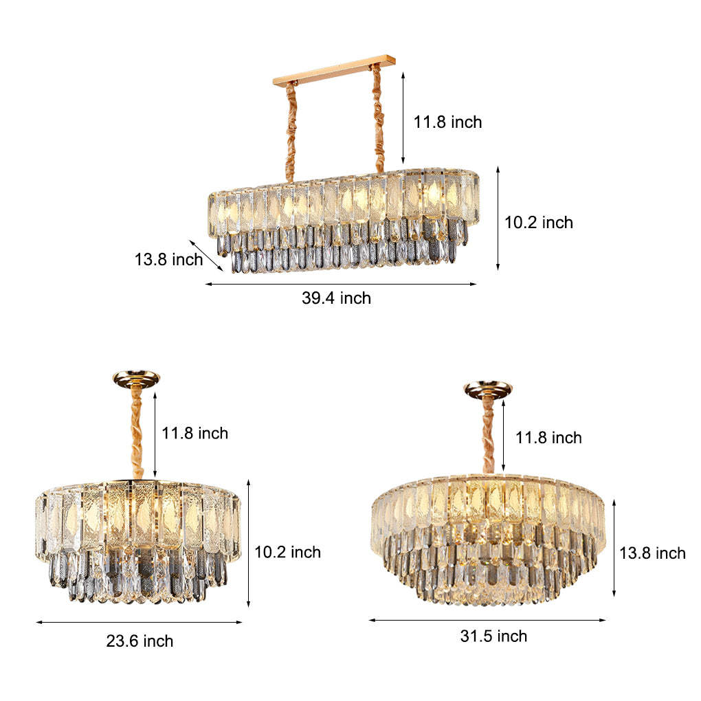 Round 3-Step Dimming LED Crystal Strip Postmodern Chandelier
