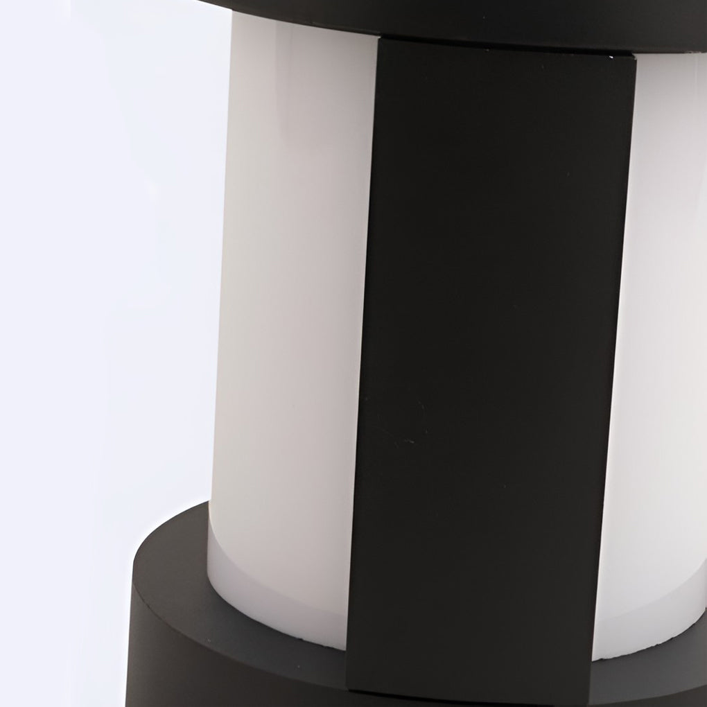 Black Cylindrical LED Pathway Lights Solar and Wired Outdoor Lighting Solutions-Lighom