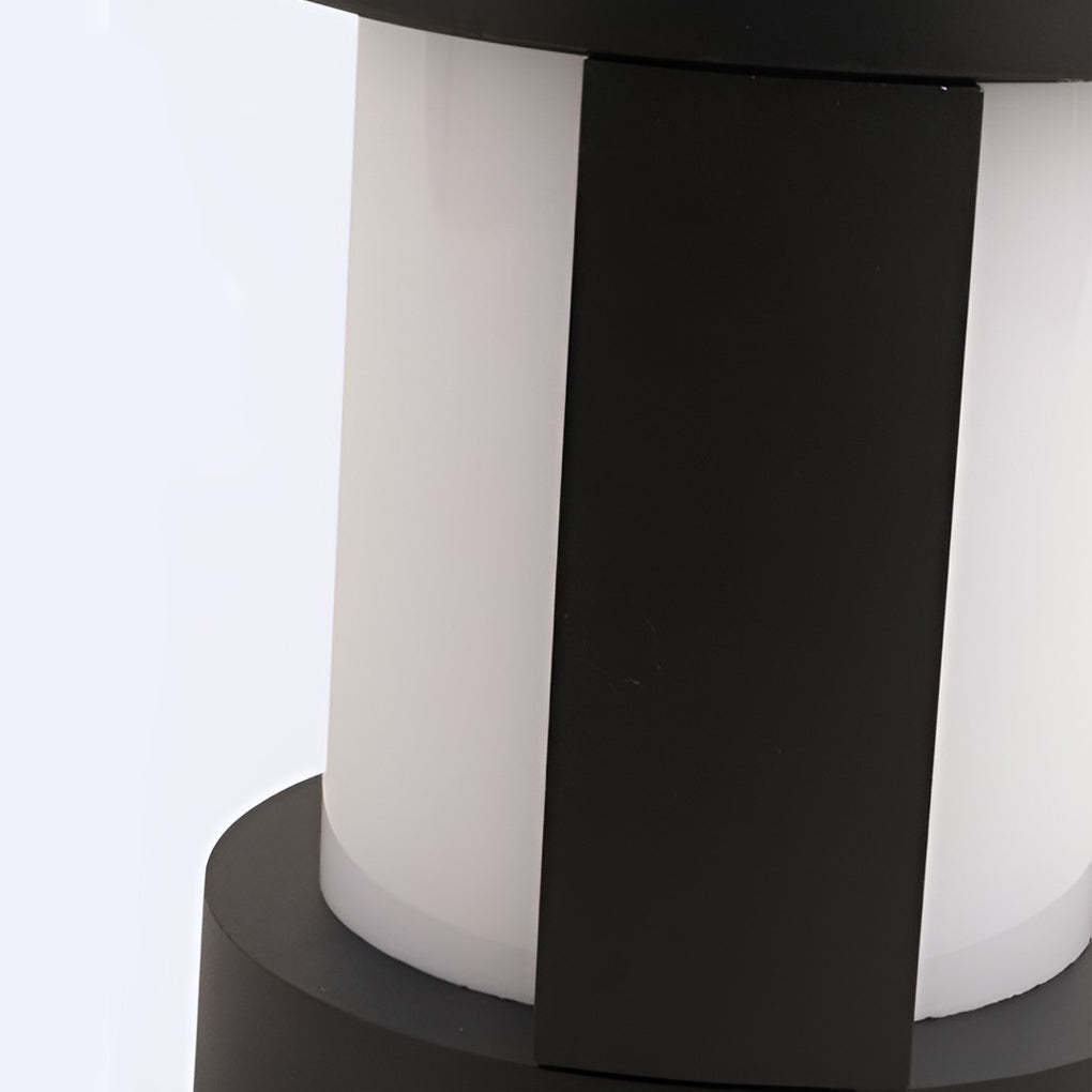 Black Cylindrical LED Pathway Lights Solar and Wired Outdoor Lighting Solutions-Lighom