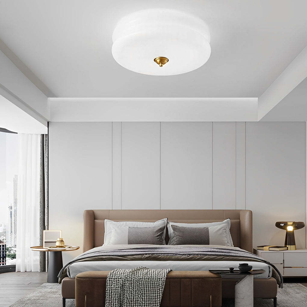 Round Glass Drum Dimmable LED Nordic Ceiling Fixture