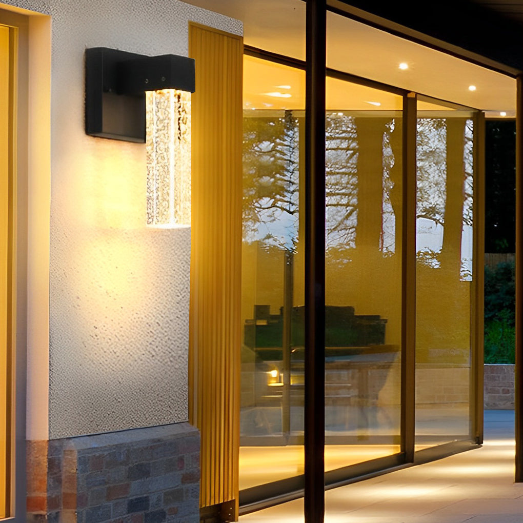 Waterproof LED 10W Crystal Black Modern Outdoor Wall Lamp Exterior Lights-Lighom