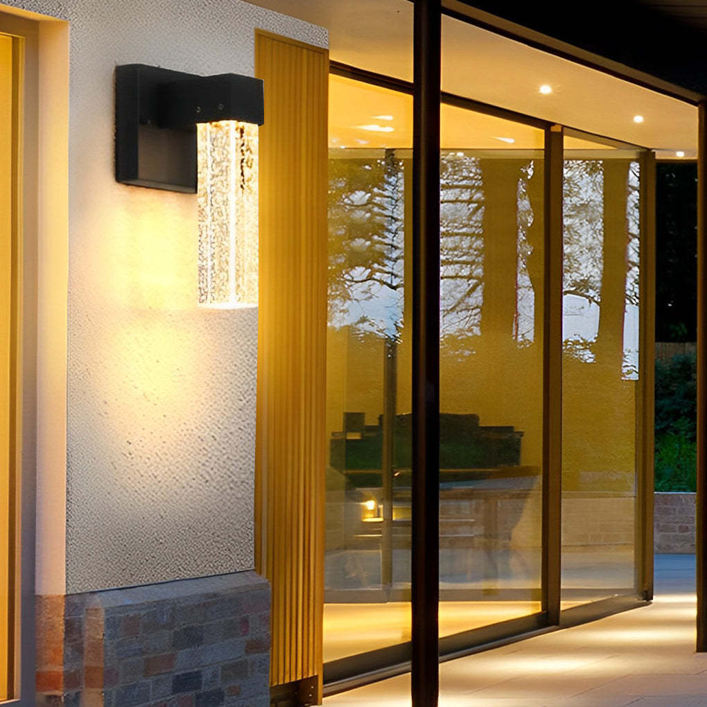 Waterproof LED 10W Crystal Black Modern Outdoor Wall Lamp Exterior Lights-Lighom