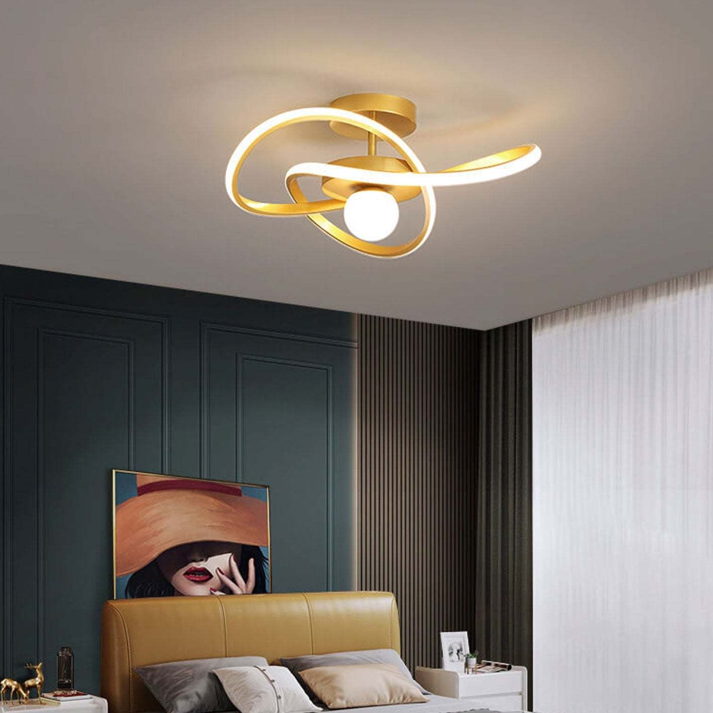 Nordic Modern Streamer Surround LED Semi-Flush Mount Light