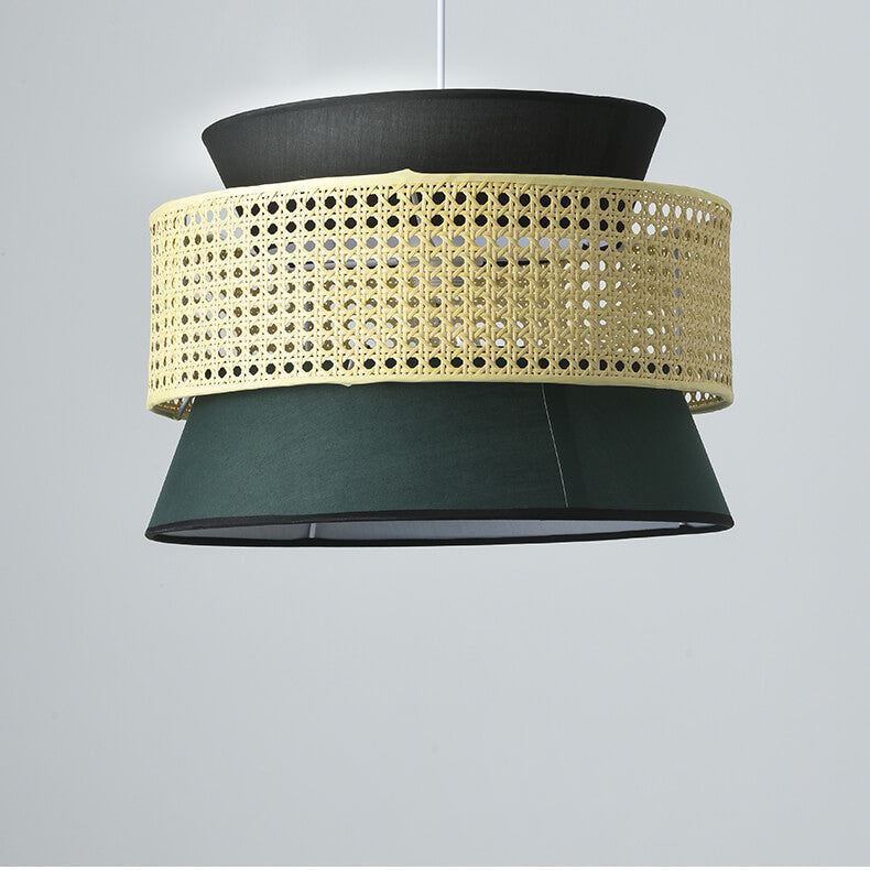 Modern Rattan Japanese Drum Pendant Light