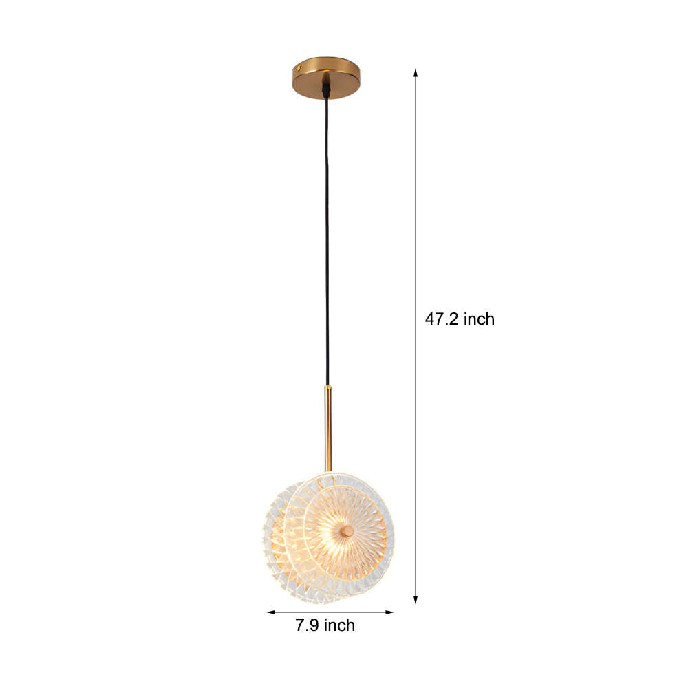 Modern Crystal Glass Disc 1-Light Round LED Pendant Light