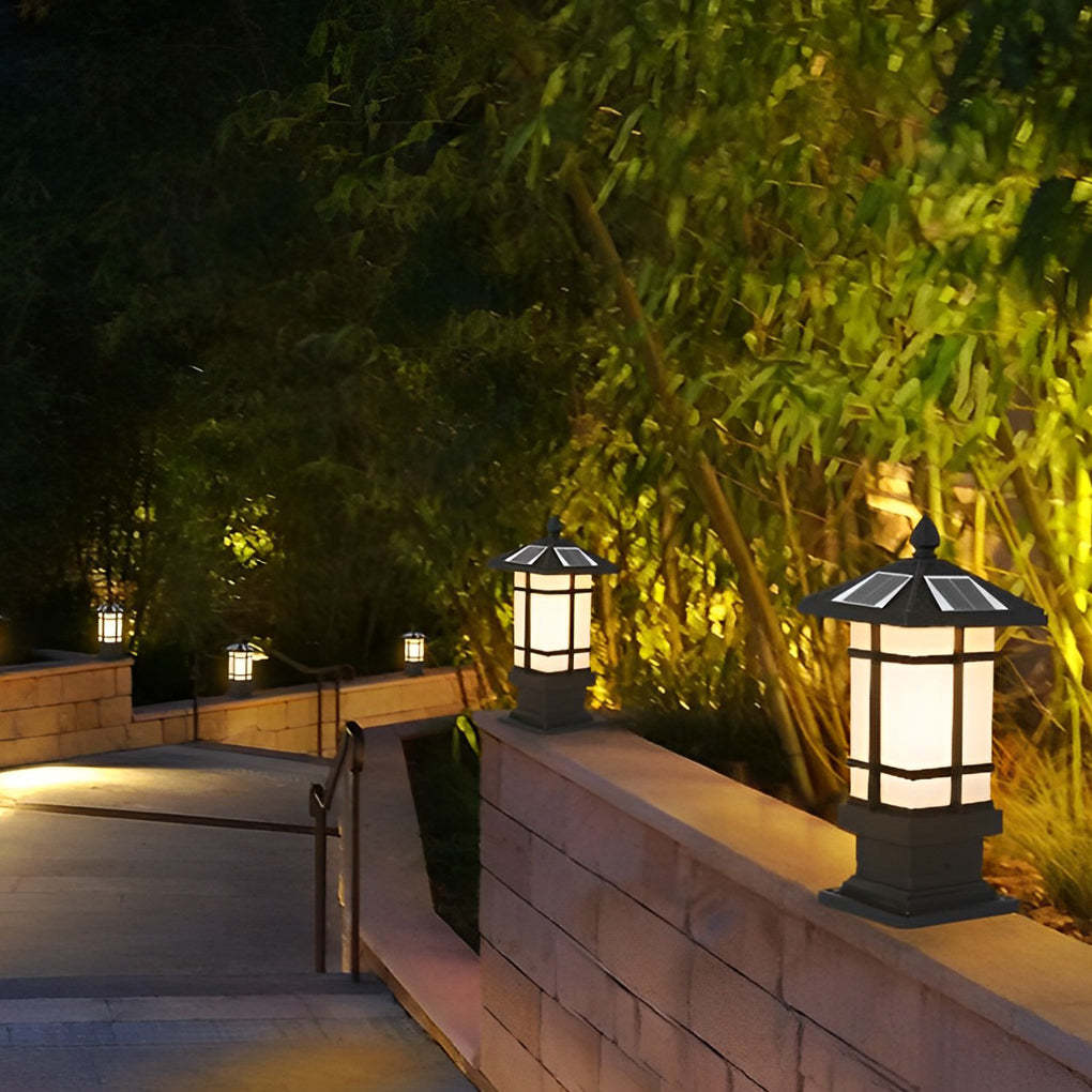 Dimmable Black Vintage Solar Fence Post Light