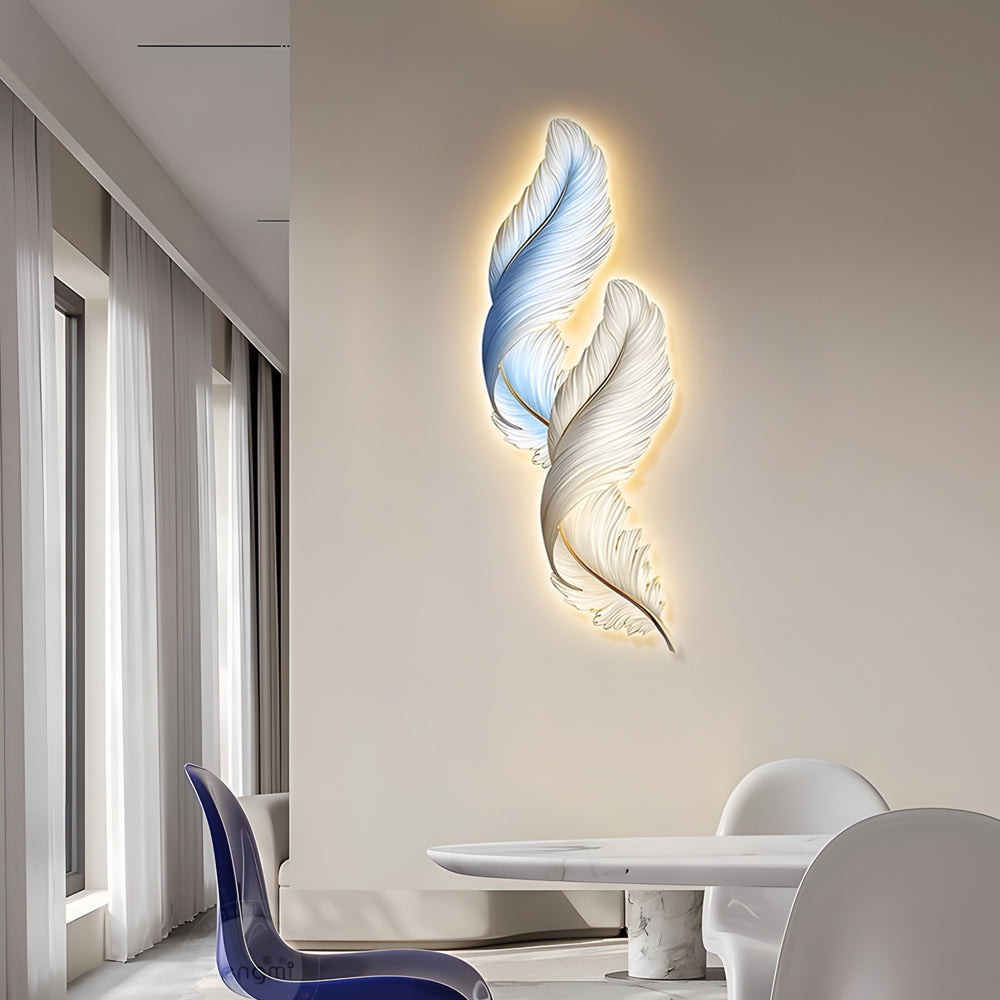 Feather Decorative USB Remote LED Wall Light — White+Pink