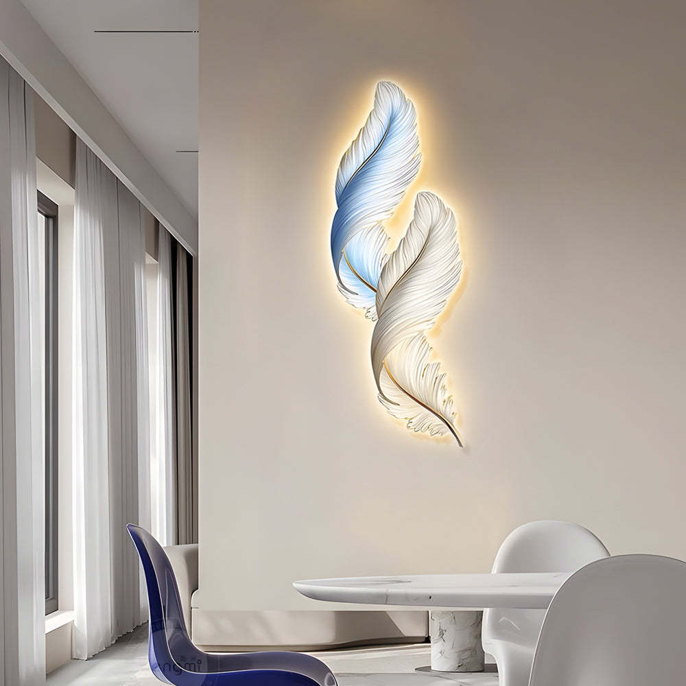 Feather Decorative USB Remote LED Wall Light — White+Pink