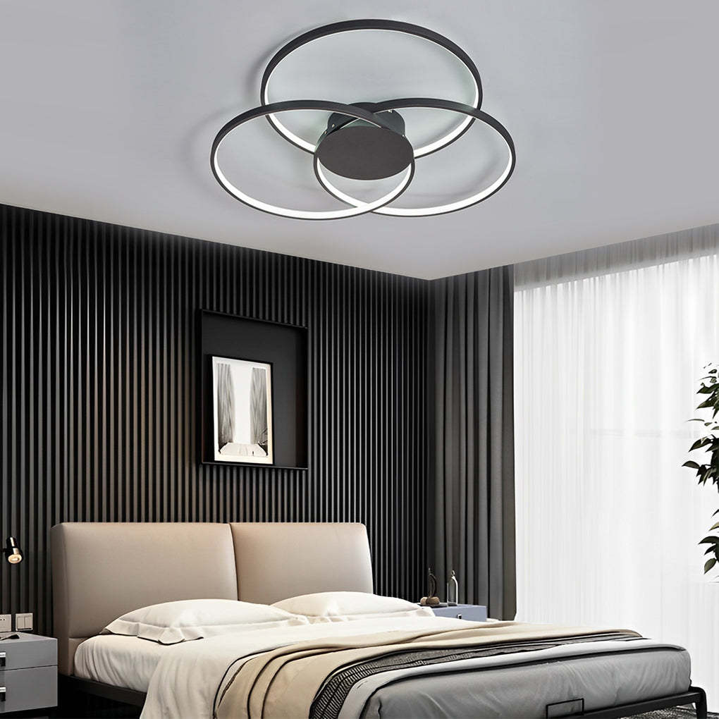Three-Ring Dimmable Plated Metal Nordic Ceiling Light
