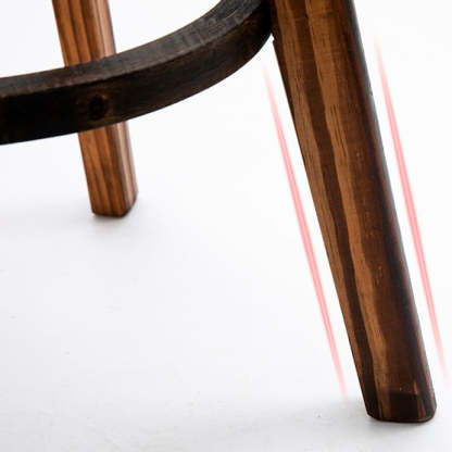 Retro Leather Wood Swivel Bar Stool