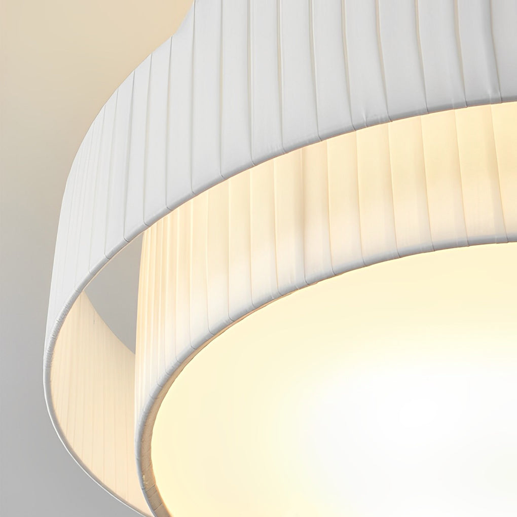 Double Layer Pleated Fabric Nordic Drum Chandelier