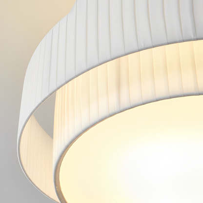 Double Layer Pleated Fabric Nordic Drum Chandelier