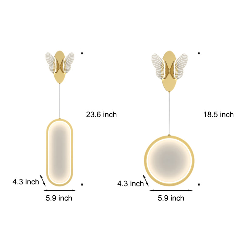 Oval Round Butterflies Three Step Dimming Modern LED Wall Lights Fixture-Lighom