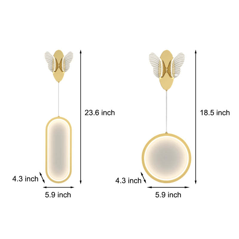 Oval Round Butterflies Three Step Dimming Modern LED Wall Lights Fixture-Lighom