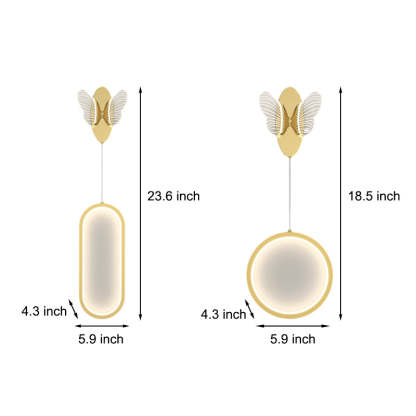 Oval Round Butterflies Three Step Dimming Modern LED Wall Lights Fixture-Lighom
