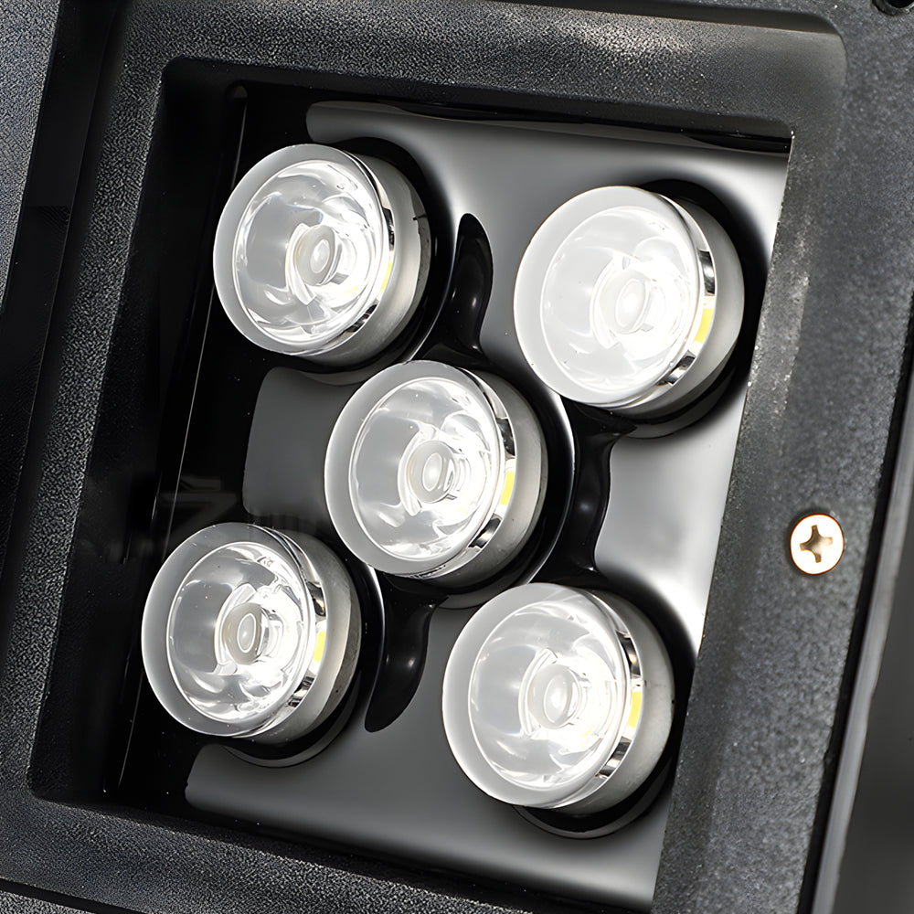 5-Light LED Modern Square In-Ground Well Lights Step Deck Lighting with Light Sensor for Pathways-Lighom