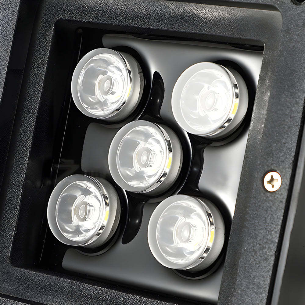 5-Light LED Modern Square In-Ground Well Lights Step Deck Lighting with Light Sensor for Pathways-Lighom