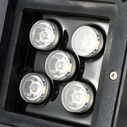 5-Light LED Modern Square In-Ground Well Lights Step Deck Lighting with Light Sensor for Pathways-Lighom
