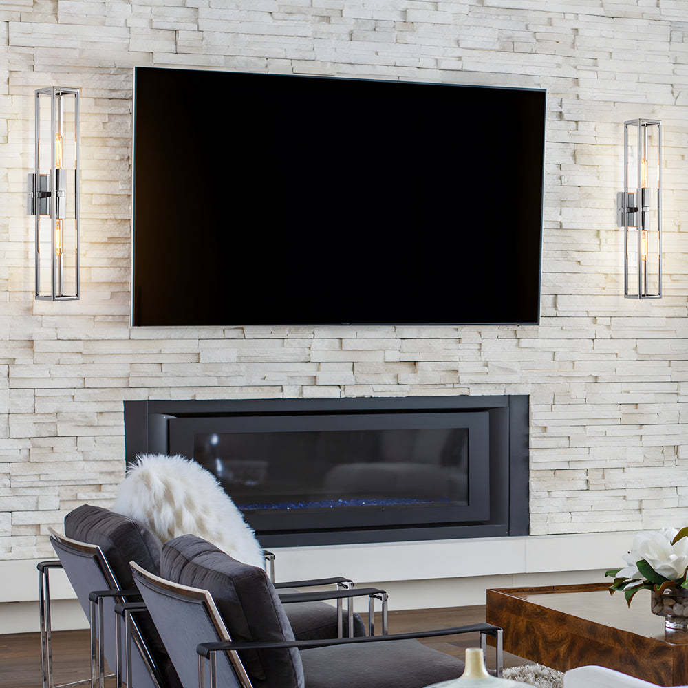 Simple Metal Frame Glass Shade American Style Wall Sconce Lighting-Lighom