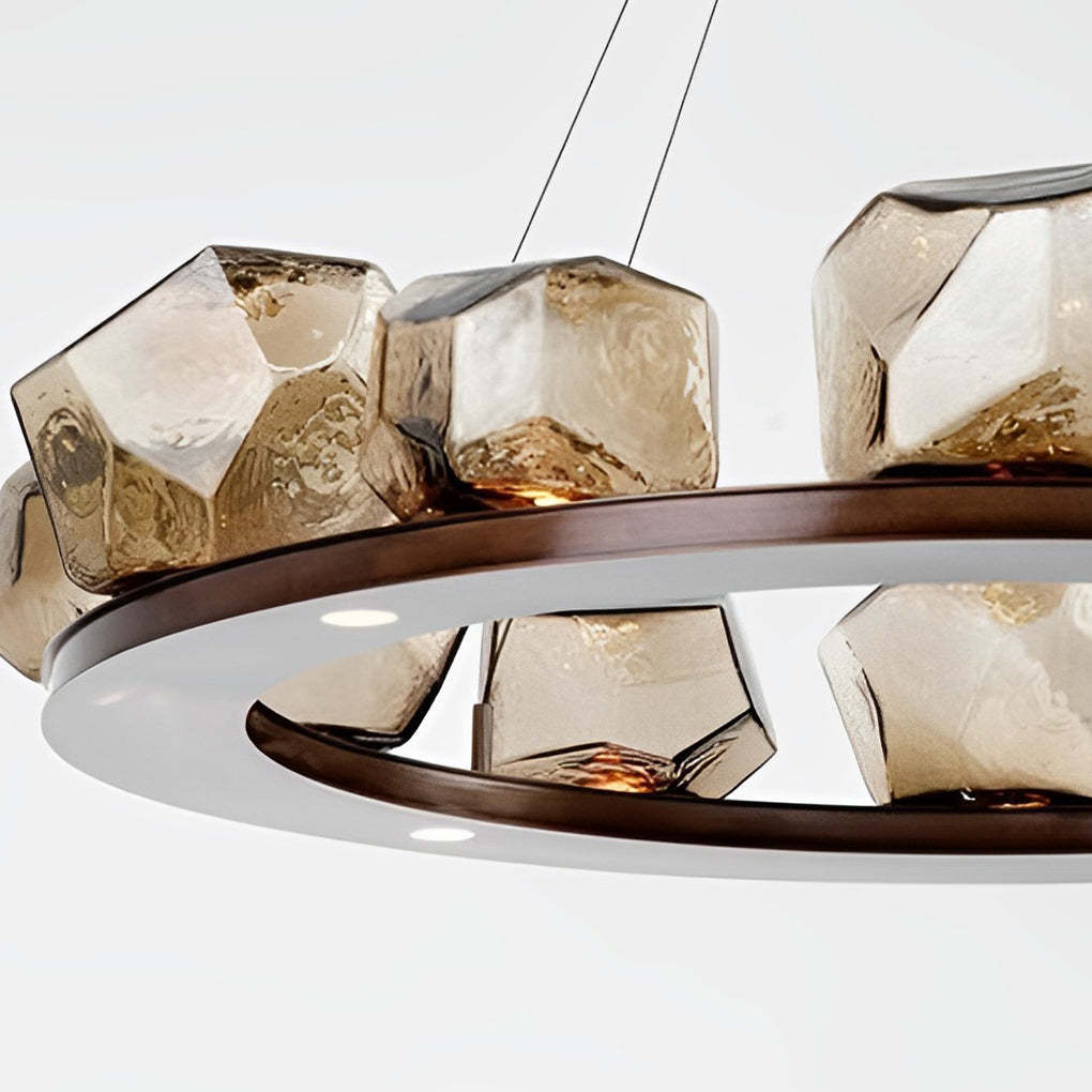 Irregular Glass Shade Stone Cognac Modern Chandelier