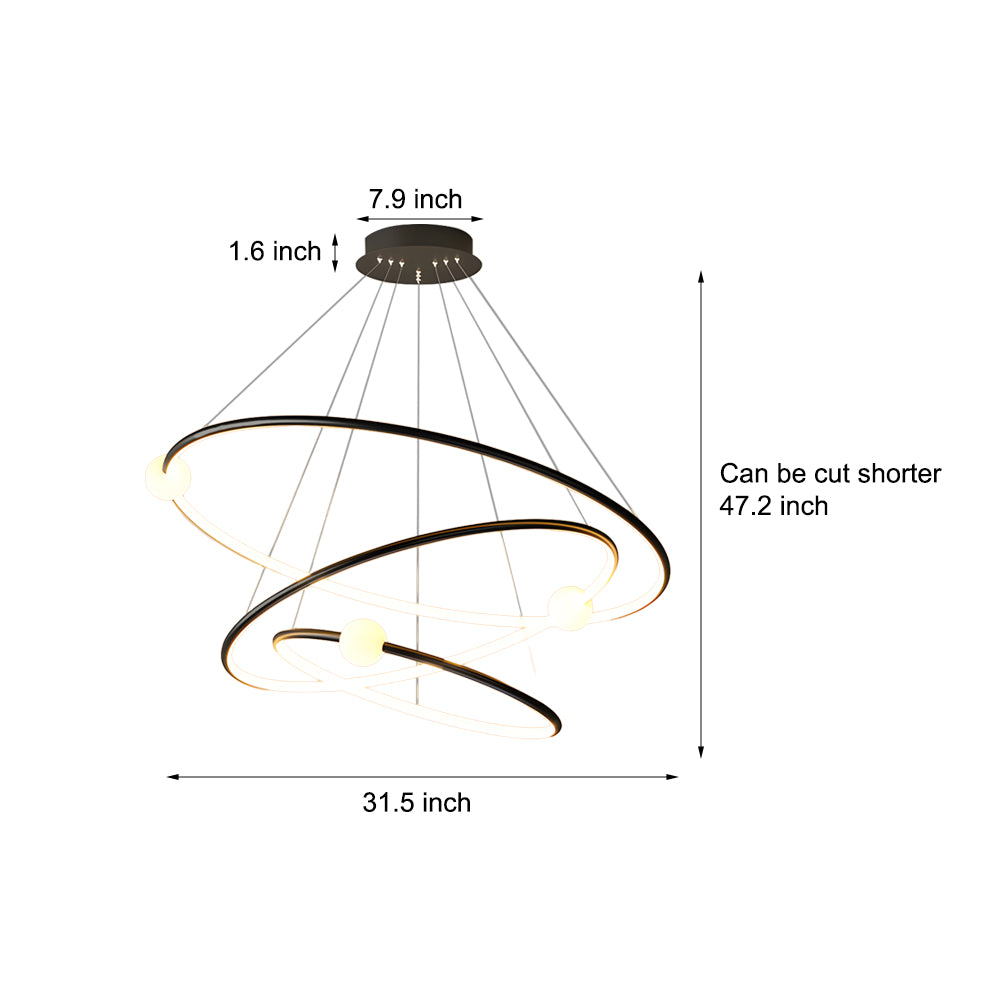 White Black Circular Dimmable LED Ring Chandelier