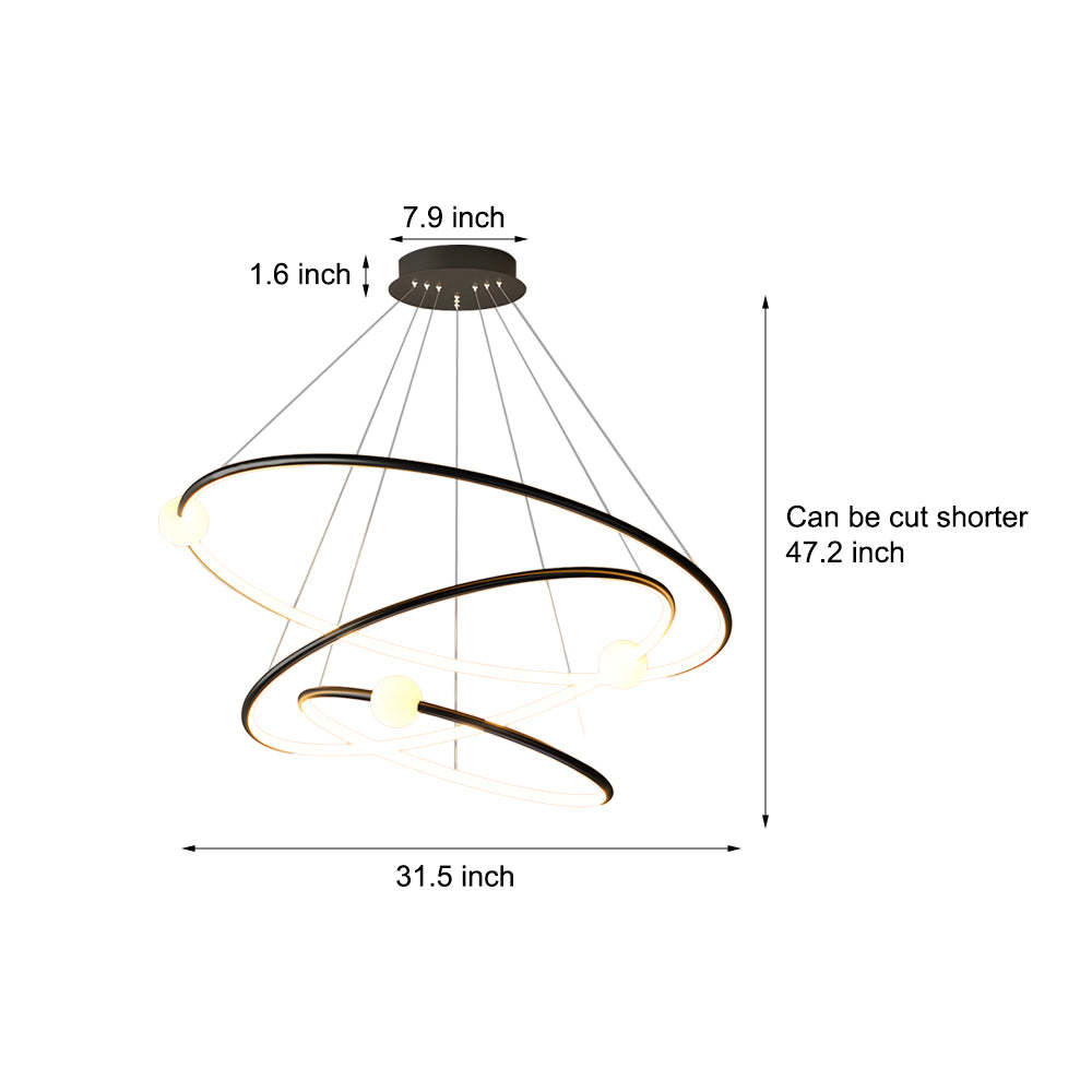 White Black Circular Dimmable LED Ring Chandelier