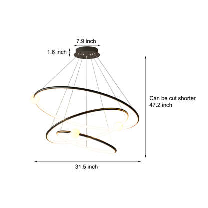 White Black Circular Dimmable LED Ring Chandelier