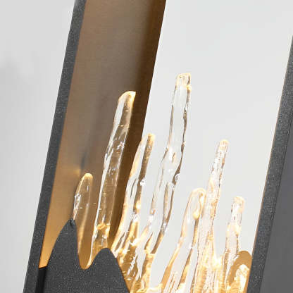 Rectangular Glass Mountain Scenery Black Modern Outdoor Pathway Lights-Lighom