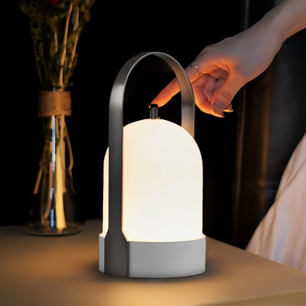 Portable lantern synthetic table lamps for living room or outdoor space — Silver & White