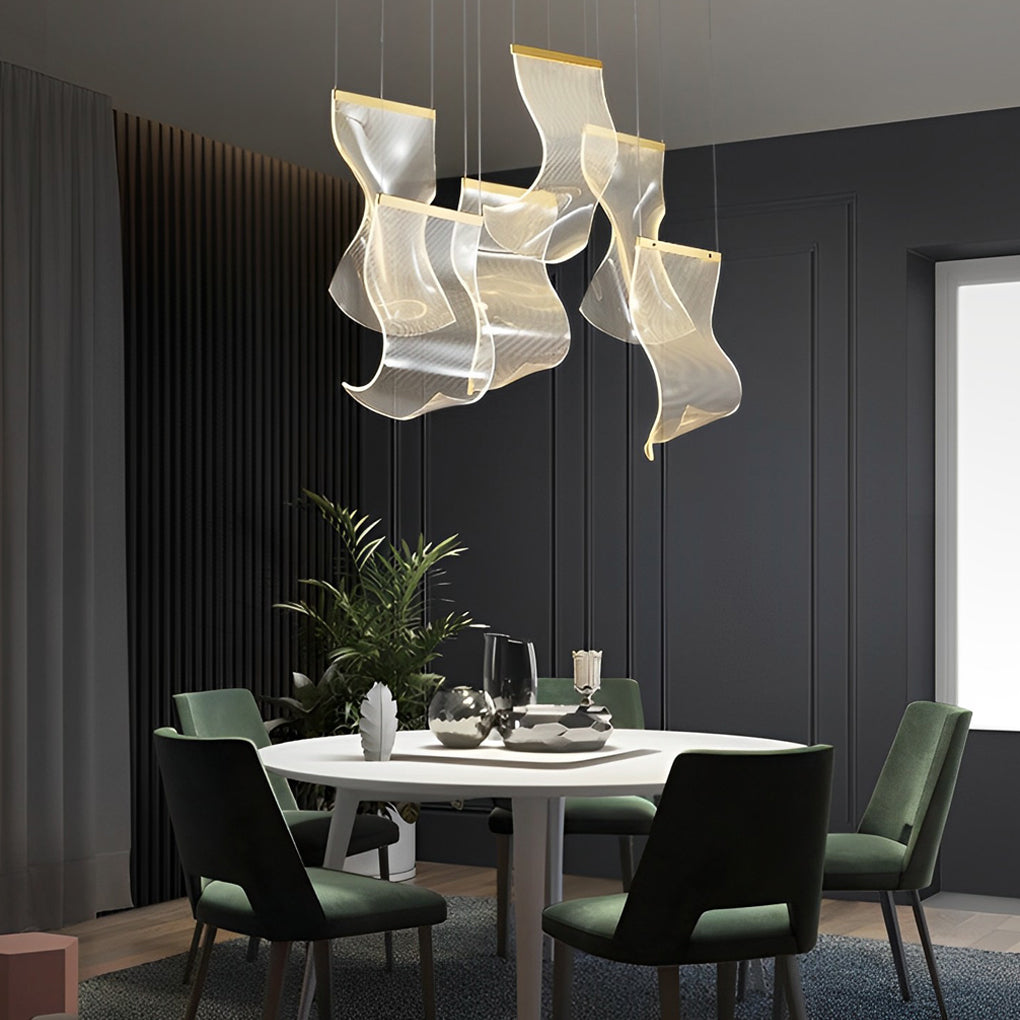 Gold modern curled irregular chandeliers — 39" Dia / Warm White (3000K) / 18-Light