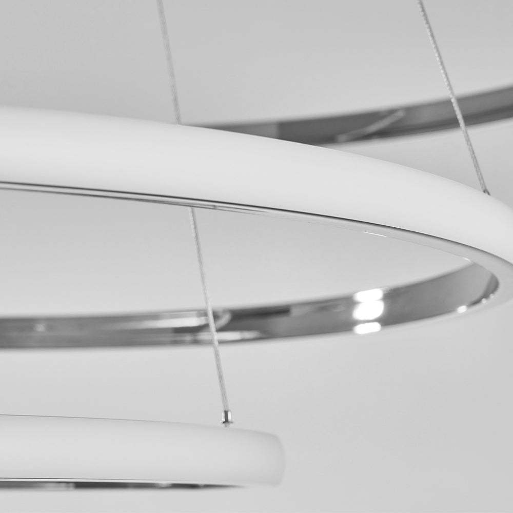 Contemporary Tiered Ring Chrome Chandelier