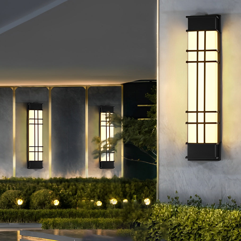 Retro Rectangular Waterproof LED Black Traditional Outdoor Wall Lamp-Lighom