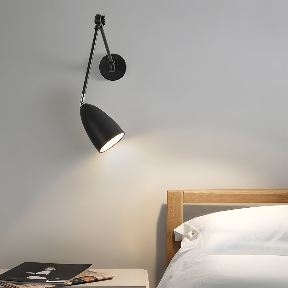 Swing Arm Wall Lamp Long 1 Bulb Rod Rocker Arm Wall Mounted Sconce with 3 Adjustable Joints-Lighom