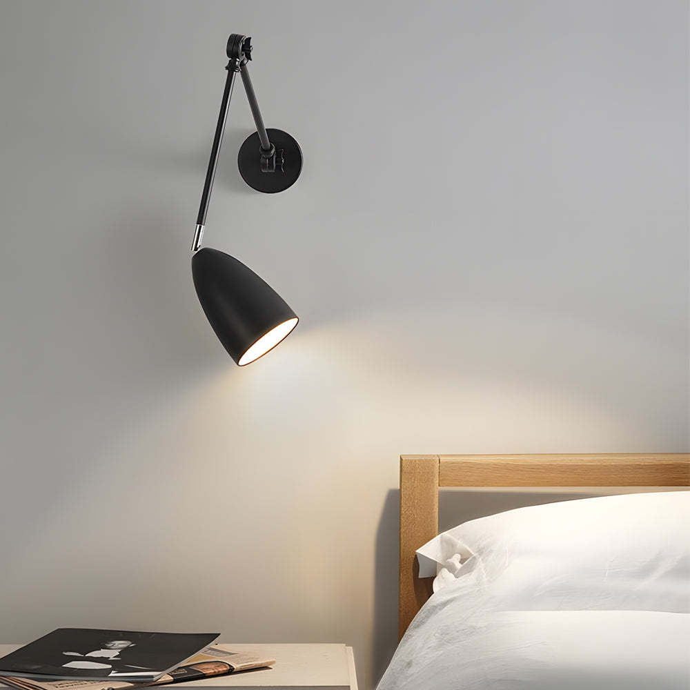 Swing Arm Wall Lamp Long 1 Bulb Rod Rocker Arm Wall Mounted Sconce with 3 Adjustable Joints-Lighom