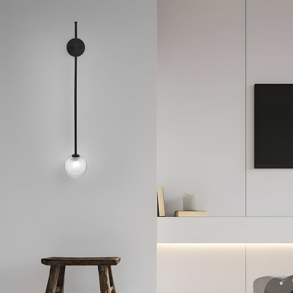 1-Light Glass Bubble Globe Slim Wall Light-Lighom