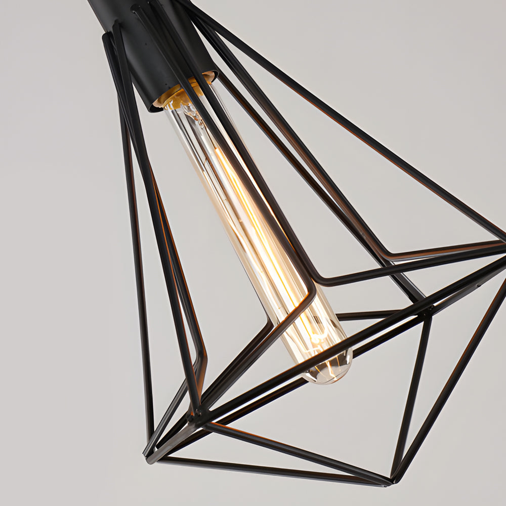 Iron Geometric Lines Black Retro Industrial Chandelier